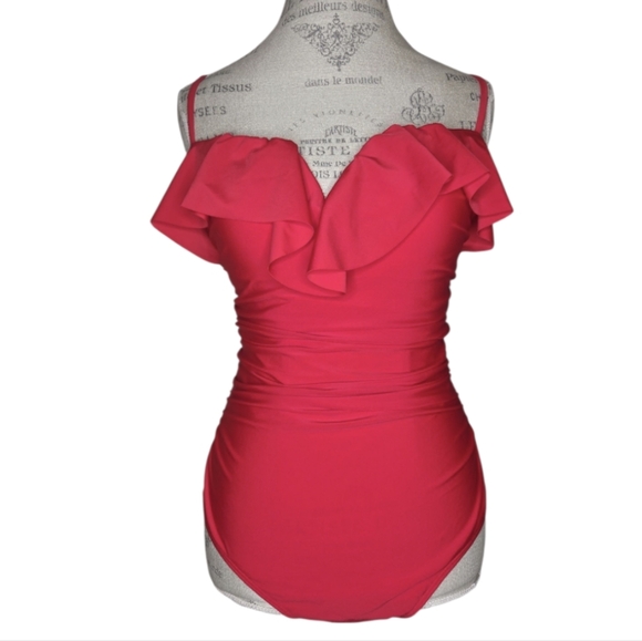 Cupshe Other - Cupshe Red Ruffled Sweetheart Neckline Long Torso One Piece Swimsuit Size LT